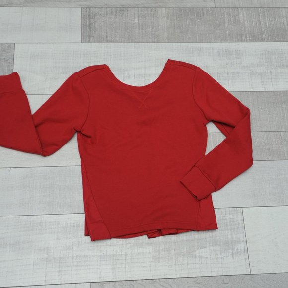 Ella Moss red back bow ruffle bottom sweater top S - Picture 3 of 6